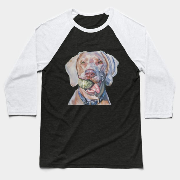 Weimaraner Fine Art Painting Baseball T-Shirt by LASHEPARD